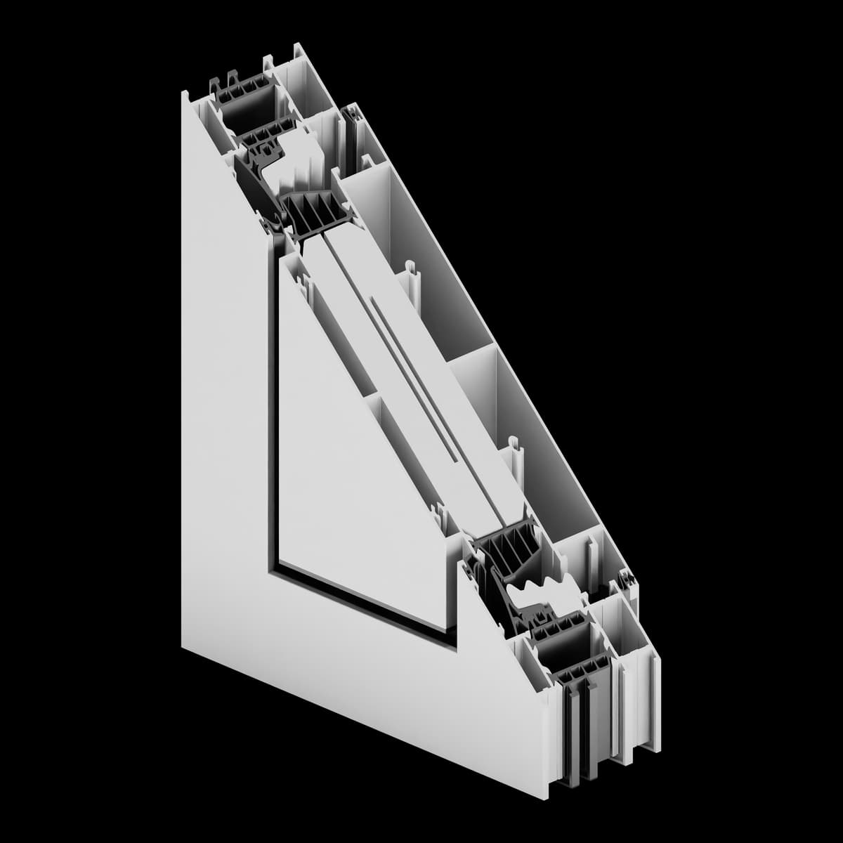 Ventilaciono krilo Genesis 75 — tehnički render sistema