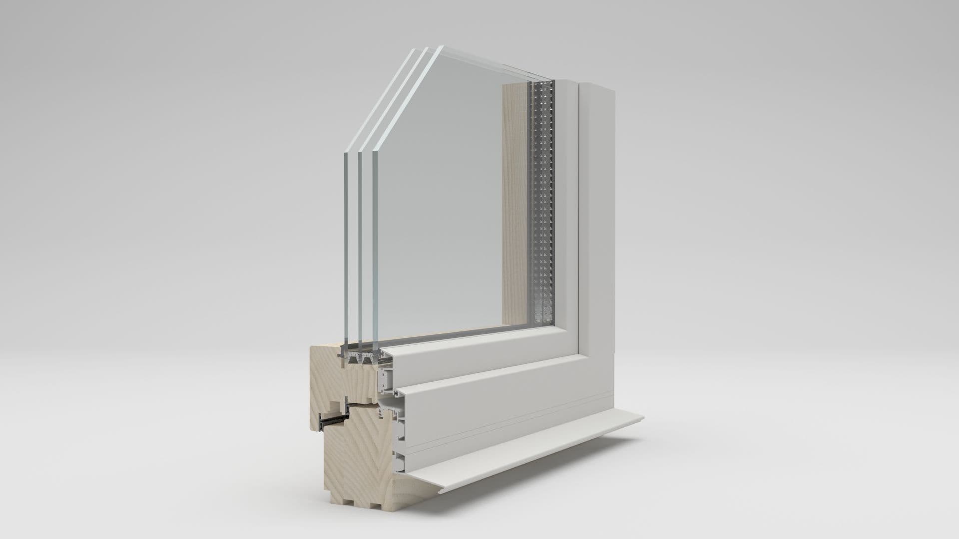 LUMORA Wood Alu IV78 sa Uniform aluminijskom oblogom, SAVOX presjek sistema
