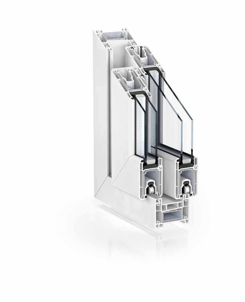 Službeni 3D presjek paralelnog kliznog PVC sistema Kömmerling PremiLine 80